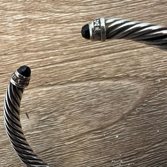 David Yurman Cable Bracelet Sterling Silver with Black Onyx & Diamonds, 4mm - Picture 4 of 5